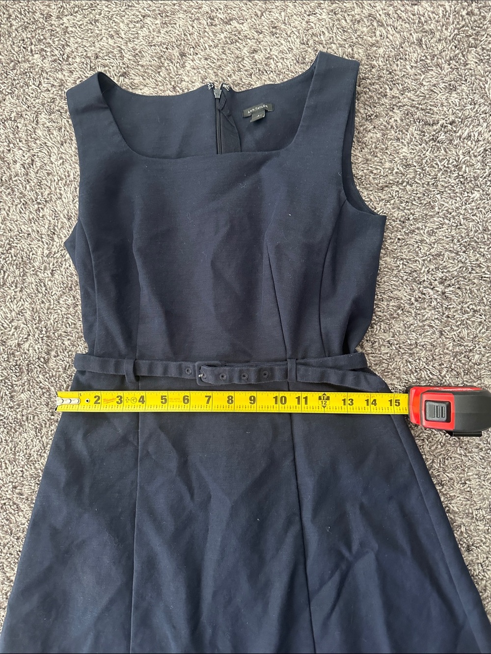 Ann Taylor Navy Sleeveless Belted Midi Dress - Picture 6 of 6